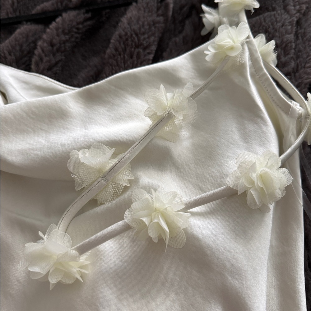 Caroline Constas Satin Dress with Floral Strap Detail - Picture 5 of 6